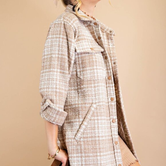 NWT Plaid Check Textured Shacket Jacket - Picture 4 of 5